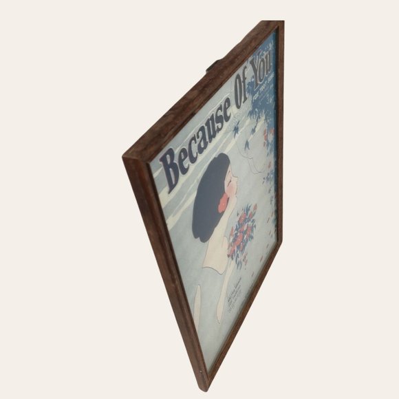 Vintage 1925 Because of You Sheet Music Frame Art Deco Print Flapper Fox Trot Hi - Picture 6 of 9